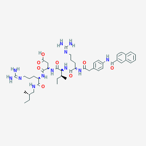 molecular formula C46H66N12O8 B8049103 (S)-N-[(S)-4-Guanidino-1-((S)-2-methyl-butylcarbamoyl)-butyl]-3-{(2S,3S)-2-[(S)-5-guanidino-2-(2-{4-[(naphthalene-2-carbonyl)-amino]-phenyl}-acetylamino)-pentanoylamino]-3-methyl-pentanoylamino}-succinamic acid 