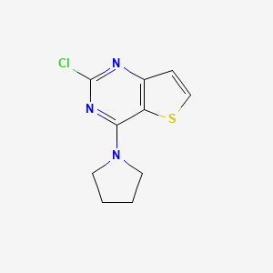 molecular formula C10H10ClN3S B8049113 2-Chloro-4-(pyrrolidin-1-yl)thieno[3,2-d]pyrimidine 
