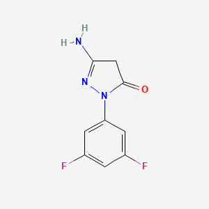 molecular formula C9H7F2N3O B8049117 5-Amino-2-(3,5-difluorophenyl)-2,4-dihydro-3h-pyrazol-3-one 