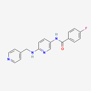 molecular formula C18H15FN4O B8049150 4-fluoro-N-[6-(pyridin-4-ylmethylamino)pyridin-3-yl]benzamide 