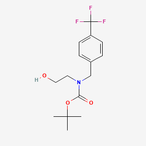 molecular formula C15H20F3NO3 B8049165 Carbamic acid, N-(2-hydroxyethyl)-N-[[4-(trifluoromethyl)phenyl]methyl]-, 1,1-dimethylethyl ester 