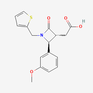 2-[(2S,3R)-2-(3-methoxyphenyl)-4-oxo-1-(thiophen-2-ylmethyl)azetidin-3-yl]acetic acid