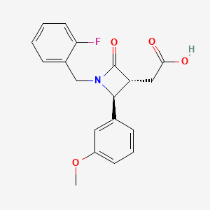 molecular formula C19H18FNO4 B8049255 2-[(2S,3R)-1-[(2-fluorophenyl)methyl]-2-(3-methoxyphenyl)-4-oxoazetidin-3-yl]acetic acid 