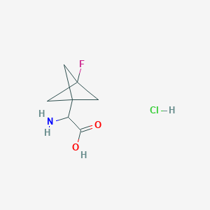 molecular formula C7H11ClFNO2 B8049280 2-Amino-2-(3-fluorobicyclo[1.1.1]pentan-1-yl)acetic acid hydrochloride 