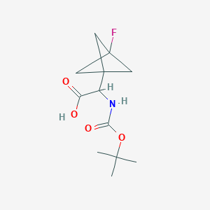 molecular formula C12H18FNO4 B8049286 2-((tert-Butoxycarbonyl)amino)-2-(3-fluorobicyclo[1.1.1]pentan-1-yl)acetic acid 
