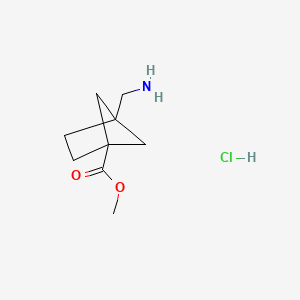 molecular formula C9H16ClNO2 B8049304 Methyl 4-(aminomethyl)bicyclo[2.1.1]hexane-1-carboxylate hydrochloride 