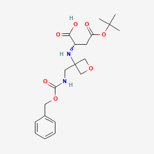 molecular formula C20H28N2O7 B8049411 (S)-2-((3-((((benzyloxy)carbonyl)amino)methyl)oxetan-3-yl)amino)-4-(tert-butoxy)-4-oxobutanoic acid 