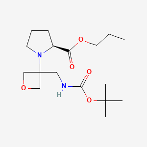 molecular formula C17H30N2O5 B8049419 propyl (3-(((tert-butoxycarbonyl)amino)methyl)oxetan-3-yl)-L-prolinate 