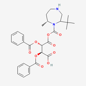 molecular formula C29H34N2O9 B8049492 (2S,3S)-2,3-dibenzoyloxy-4-[(7R)-2-tert-butyl-7-methyl-1,4-diazepane-1-carbonyl]oxy-4-oxobutanoic acid 