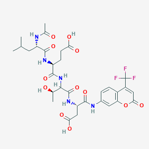 molecular formula C31H38F3N5O12 B8049531 (4S)-4-[[(2S)-2-Acetamido-4-methylpentanoyl]amino]-5-[[(3R)-1-[[(2S)-3-carboxy-1-oxo-1-[[2-oxo-4-(trifluoromethyl)chromen-7-yl]amino]propan-2-yl]amino]-3-hydroxy-1-oxobutan-2-yl]amino]-5-oxopentanoic acid 