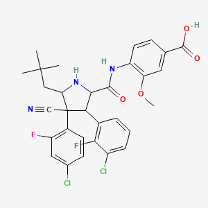 molecular formula C31H29Cl2F2N3O4 B8049584 4-[[3-(3-Chloro-2-fluorophenyl)-4-(4-chloro-2-fluorophenyl)-4-cyano-5-(2,2-dimethylpropyl)pyrrolidine-2-carbonyl]amino]-3-methoxybenzoic acid 