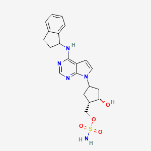 molecular formula C21H25N5O4S B8049589 [(1S,2S)-4-[4-(2,3-dihydro-1H-inden-1-ylamino)pyrrolo[2,3-d]pyrimidin-7-yl]-2-hydroxycyclopentyl]methyl sulfamate 
