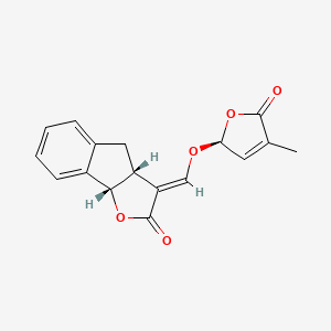 molecular formula C17H14O5 B8049602 (3E,3aR,8bS)-3-[[(2S)-4-methyl-5-oxo-2H-furan-2-yl]oxymethylidene]-4,8b-dihydro-3aH-indeno[1,2-b]furan-2-one 