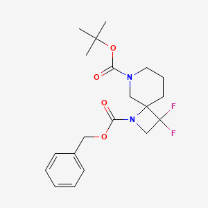 molecular formula C20H26F2N2O4 B8049603 3,3-Difluoro-1,6-diaza-spiro[3.5]nonane-1,6-dicarboxylic acid 1-benzyl ester 6-tert-butyl ester 