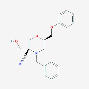 molecular formula C20H22N2O3 B8049623 (3R,6R)-4-benzyl-3-(hydroxymethyl)-6-(phenoxymethyl)morpholine-3-carbonitrile 