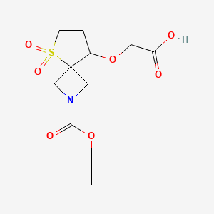 molecular formula C13H21NO7S B8049688 2-[[2-[(2-Methylpropan-2-yl)oxycarbonyl]-5,5-dioxo-5lambda6-thia-2-azaspiro[3.4]octan-8-yl]oxy]acetic acid 