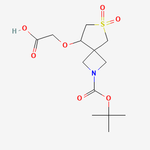 molecular formula C13H21NO7S B8049696 2-[[2-[(2-Methylpropan-2-yl)oxycarbonyl]-6,6-dioxo-6lambda6-thia-2-azaspiro[3.4]octan-8-yl]oxy]acetic acid 