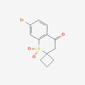 molecular formula C12H11BrO3S B8049709 7'-Bromospiro[cyclobutane-1,2'-thiochroman]-4'-one 1',1'-dioxide 