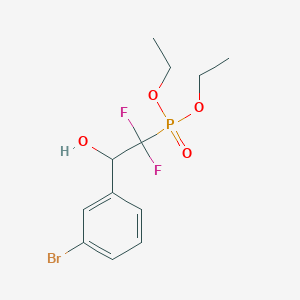 molecular formula C12H16BrF2O4P B8049730 1-(3-Bromophenyl)-2-diethoxyphosphoryl-2,2-difluoroethanol 