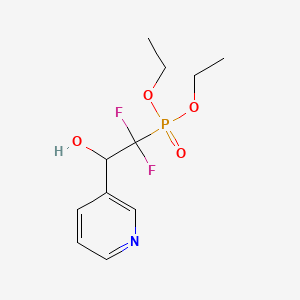 molecular formula C11H16F2NO4P B8049737 2-Diethoxyphosphoryl-2,2-difluoro-1-pyridin-3-ylethanol 