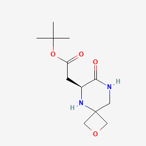 molecular formula C12H20N2O4 B8049812 tert-butyl (S)-2-(7-oxo-2-oxa-5,8-diazaspiro[3.5]nonan-6-yl)acetate 