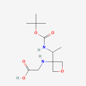 molecular formula C12H22N2O5 B8049926 2-[[3-[1-[(2-Methylpropan-2-yl)oxycarbonylamino]ethyl]oxetan-3-yl]amino]acetic acid 