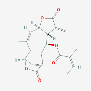molecular formula C20H22O6 B8049958 [(3S,4R,8R,9Z,12S)-10-methyl-5-methylidene-6,14-dioxo-7,13-dioxatricyclo[10.2.1.04,8]pentadeca-1(15),9-dien-3-yl] (Z)-2-methylbut-2-enoate 