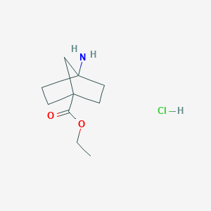 molecular formula C10H18ClNO2 B8050007 Ethyl 4-aminobicyclo[2.2.1]heptane-1-carboxylate hydrochloride 