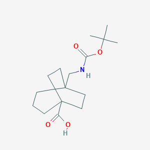 molecular formula C16H27NO4 B8050011 5-(((Tert-butoxycarbonyl)amino)methyl)bicyclo[3.2.2]nonane-1-carboxylic acid 