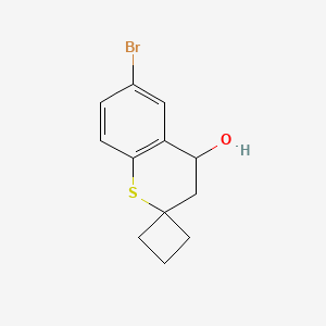 molecular formula C12H13BrOS B8050078 6-Bromospiro[3,4-dihydrothiochromene-2,1'-cyclobutane]-4-ol 