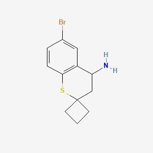 molecular formula C12H14BrNS B8050079 6-Bromospiro[3,4-dihydrothiochromene-2,1'-cyclobutane]-4-amine 