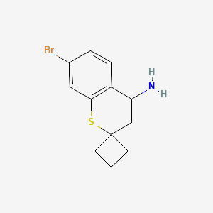 molecular formula C12H14BrNS B8050095 7-Bromospiro[3,4-dihydrothiochromene-2,1'-cyclobutane]-4-amine 