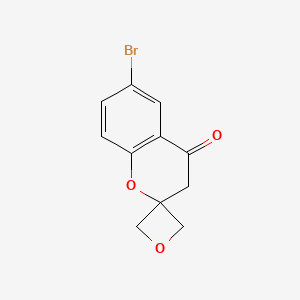 molecular formula C11H9BrO3 B8050107 6-Bromospiro[chromane-2,3'-oxetan]-4-one 