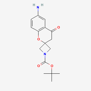 molecular formula C16H20N2O4 B8050108 tert-Butyl 6'-amino-4'-oxospiro[azetidine-3,2'-chroman]-1-carboxylate 