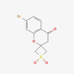 molecular formula C11H9BrO4S B8050117 7-Bromospiro[chromane-2,3'-thietan]-4-one 1',1'-dioxide 