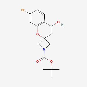 molecular formula C16H20BrNO4 B8050120 Tert-butyl 7-bromo-4-hydroxyspiro[3,4-dihydrochromene-2,3'-azetidine]-1'-carboxylate 