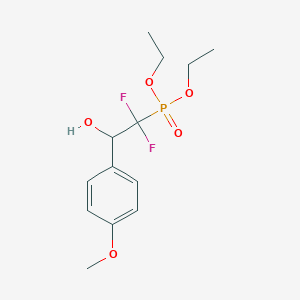 molecular formula C13H19F2O5P B8050183 1,1-Difluoro-2-hydroxy-2-(4-methoxyphenyl)ethylphosphonic acid diethyl ester 