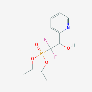 molecular formula C11H16F2NO4P B8050195 2-Diethoxyphosphoryl-2,2-difluoro-1-pyridin-2-ylethanol 