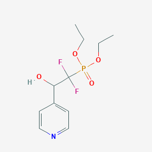 molecular formula C11H16F2NO4P B8050196 2-Diethoxyphosphoryl-2,2-difluoro-1-pyridin-4-ylethanol 