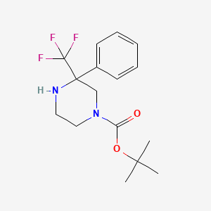 molecular formula C16H21F3N2O2 B8050232 Tert-butyl 3-phenyl-3-(trifluoromethyl)piperazine-1-carboxylate 