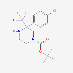 molecular formula C16H20ClF3N2O2 B8050240 Tert-butyl 3-(4-chlorophenyl)-3-(trifluoromethyl)piperazine-1-carboxylate 