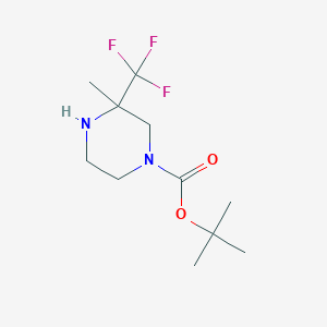 molecular formula C11H19F3N2O2 B8050245 Tert-butyl 3-methyl-3-(trifluoromethyl)piperazine-1-carboxylate 