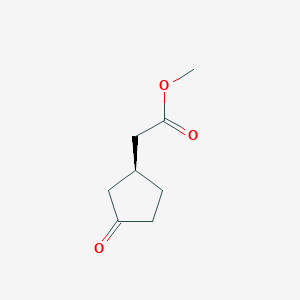 molecular formula C8H12O3 B8050271 (S)-Methyl 2-(3-oxocyclopentyl)acetate 