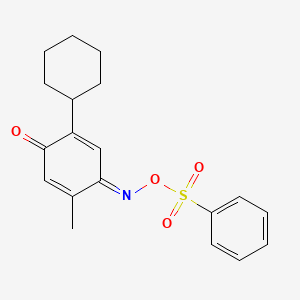 molecular formula C19H21NO4S B8050329 (E)-4-Methyl-5-(((phenylsulfonyl)oxy)imino)-[1,1'-bi(cyclohexane)]-3,6-dien-2-one 