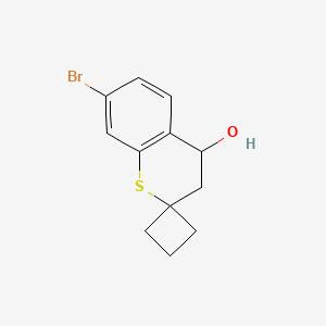 molecular formula C12H13BrOS B8050465 7-Bromospiro[3,4-dihydrothiochromene-2,1'-cyclobutane]-4-ol 