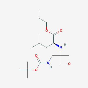 molecular formula C18H34N2O5 B8050523 propyl (3-(((tert-butoxycarbonyl)amino)methyl)oxetan-3-yl)-L-leucinate 
