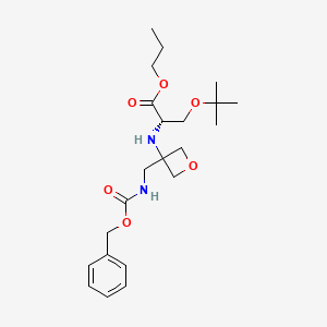 molecular formula C22H34N2O6 B8050542 propyl N-(3-((((benzyloxy)carbonyl)amino)methyl)oxetan-3-yl)-O-(tert-butyl)-L-serinate 