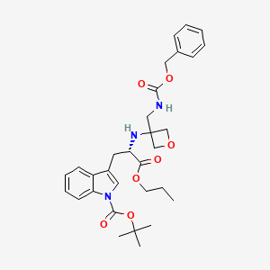 (2S)-2-[3-[(Benzyloxycarbonylamino)methyl]oxetane-3-ylamino]-3-[1-(tert-butoxycarbonyl)-1H-indole-3-yl]propionic acid propyl ester