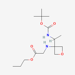 molecular formula C15H28N2O5 B8050584 Propyl 2-[[3-[1-[(2-methylpropan-2-yl)oxycarbonylamino]ethyl]oxetan-3-yl]amino]acetate 