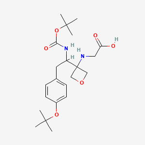 molecular formula C22H34N2O6 B8050604 2-[[3-[1-[(2-Methylpropan-2-yl)oxycarbonylamino]-2-[4-[(2-methylpropan-2-yl)oxy]phenyl]ethyl]oxetan-3-yl]amino]acetic acid 